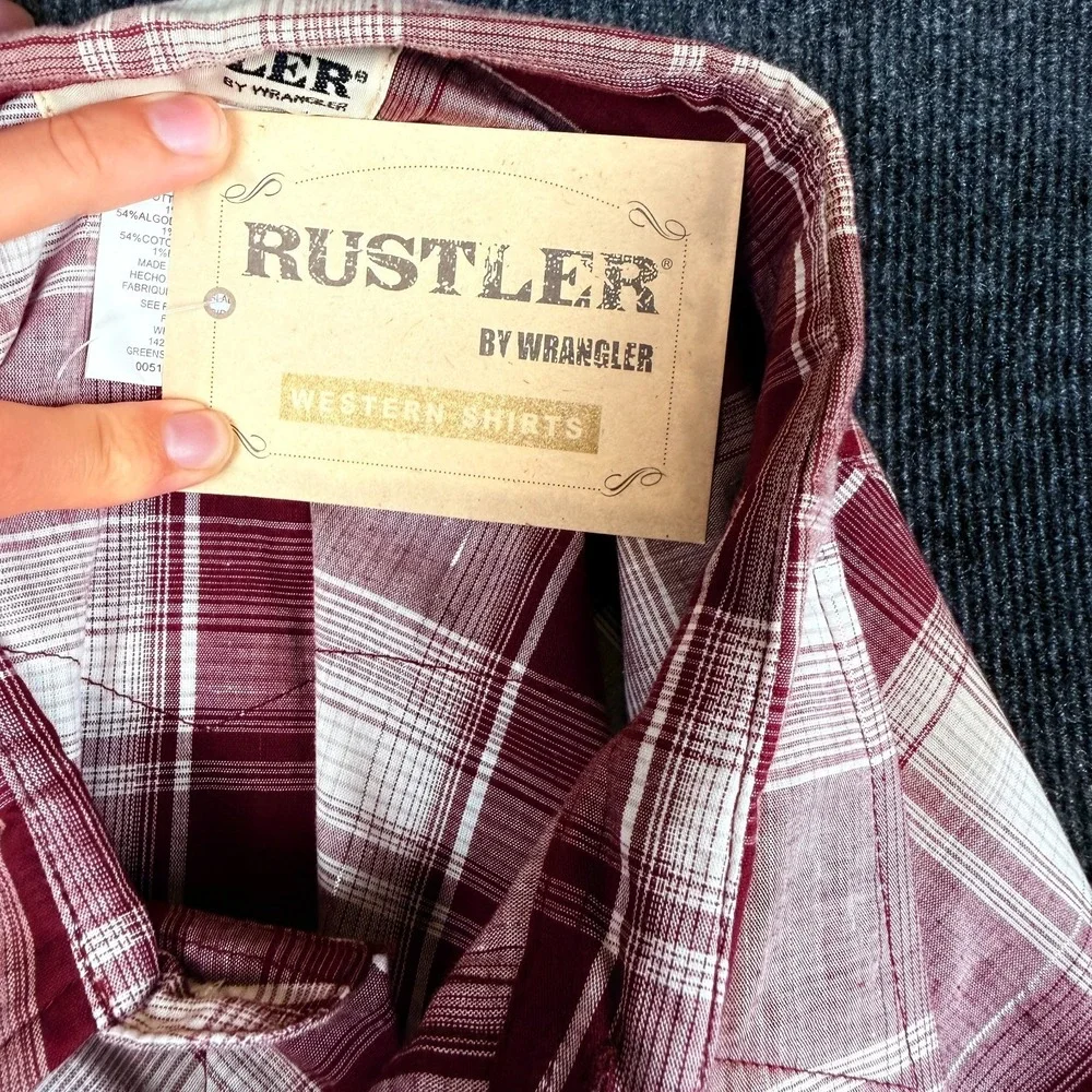 Rustler by Wrangler Western Pearl Snap Plaid Short Sleeve Shirt 3XL New